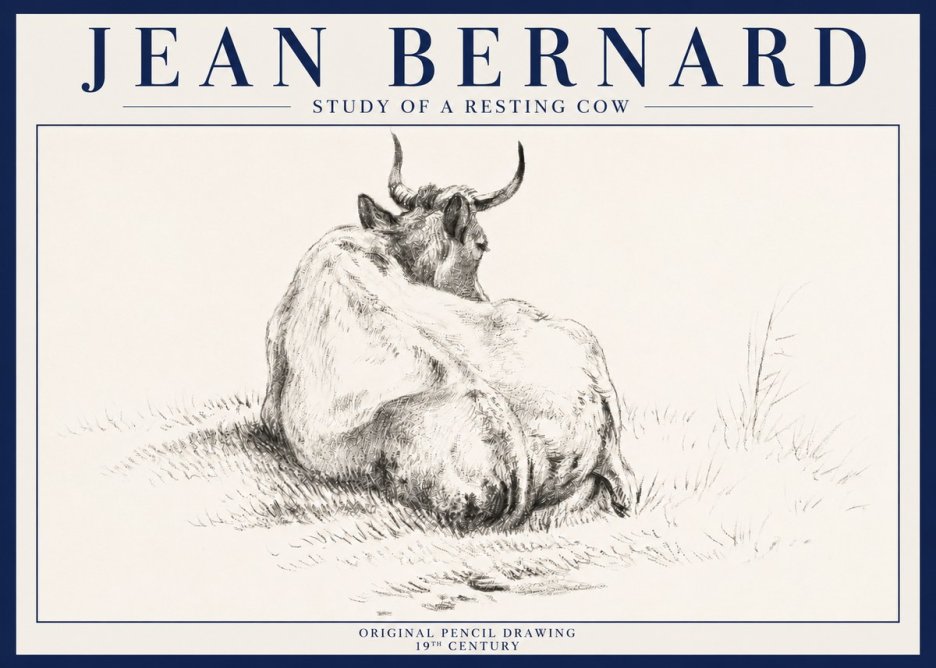 Jean Bernard Study of a Resting Cow I No3 - Póster
