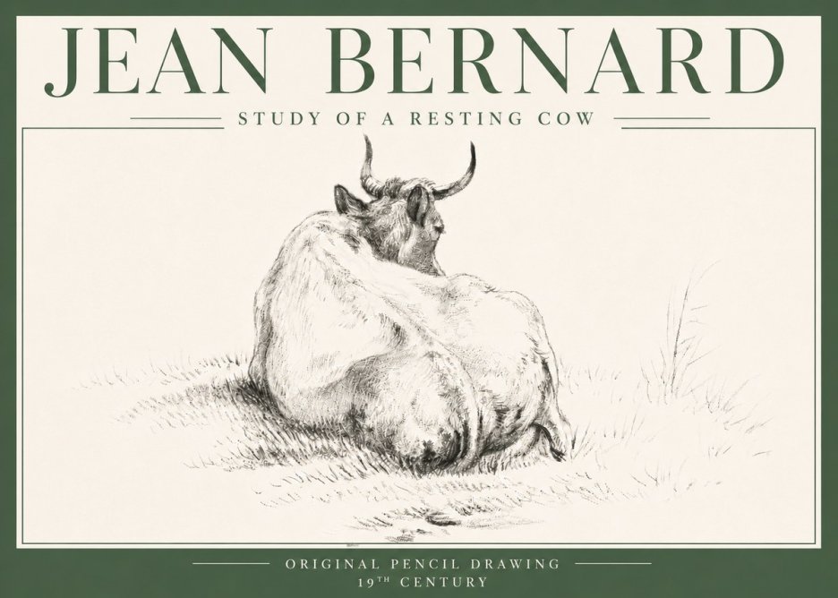 Jean Bernard Study of a Resting Cow I No4 - Póster
