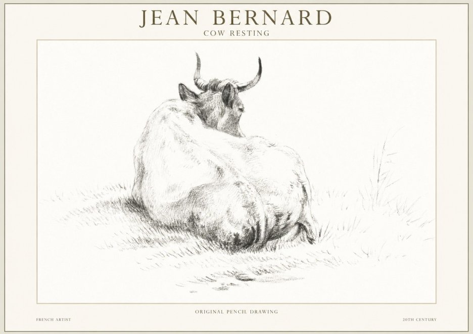 Jean Bernard Study of a Resting Cow I No5 - Póster
