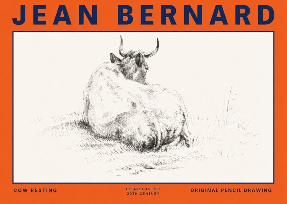 Jean Bernard Study of a Resting Cow I No6 - Póster