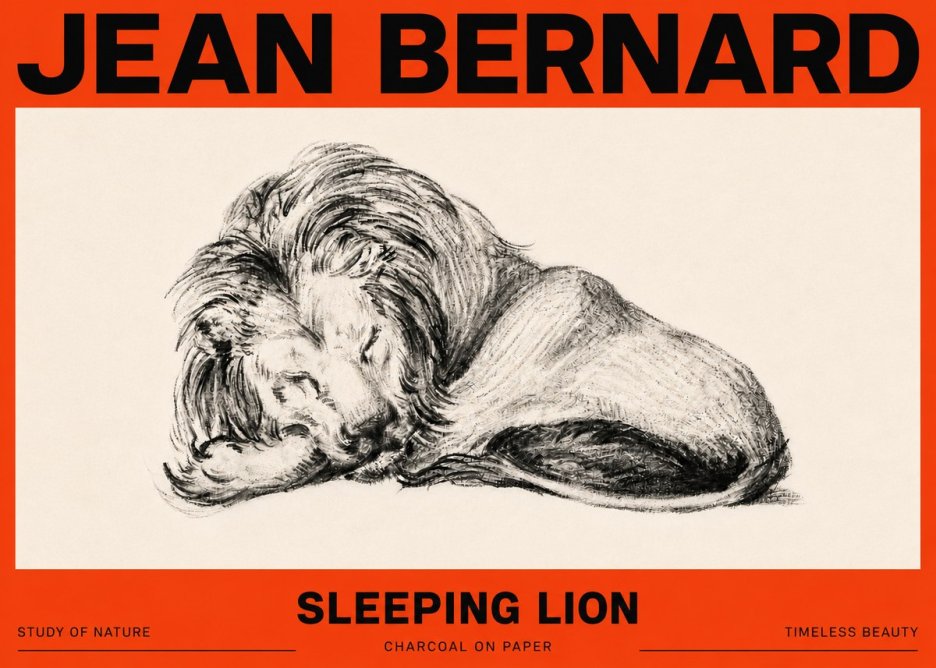 Jean Bernard Sleeping Lion No6 - Póster
