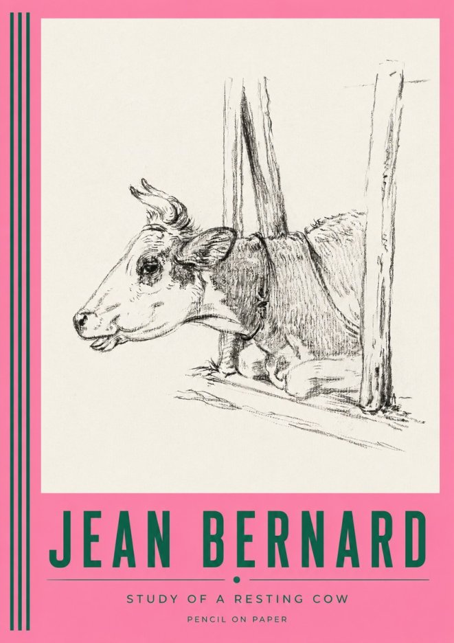 Jean Bernard Study of a Resting Cow II No3 - Póster