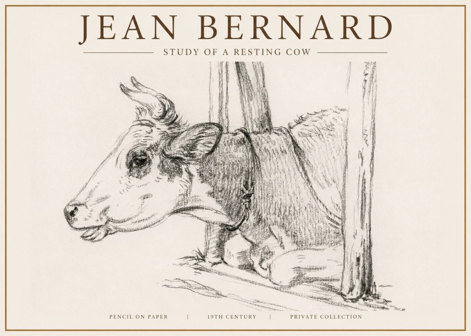 Jean Bernard Study of a Resting Cow II No4 - Póster