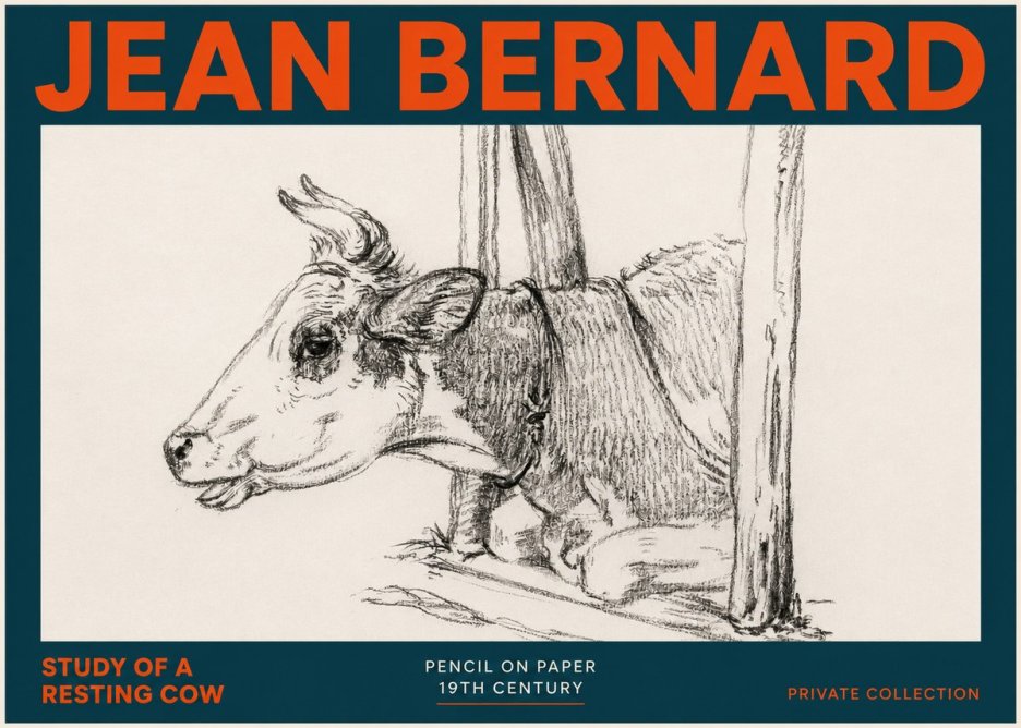 Jean Bernard Study of a Resting Cow II No5 - Póster