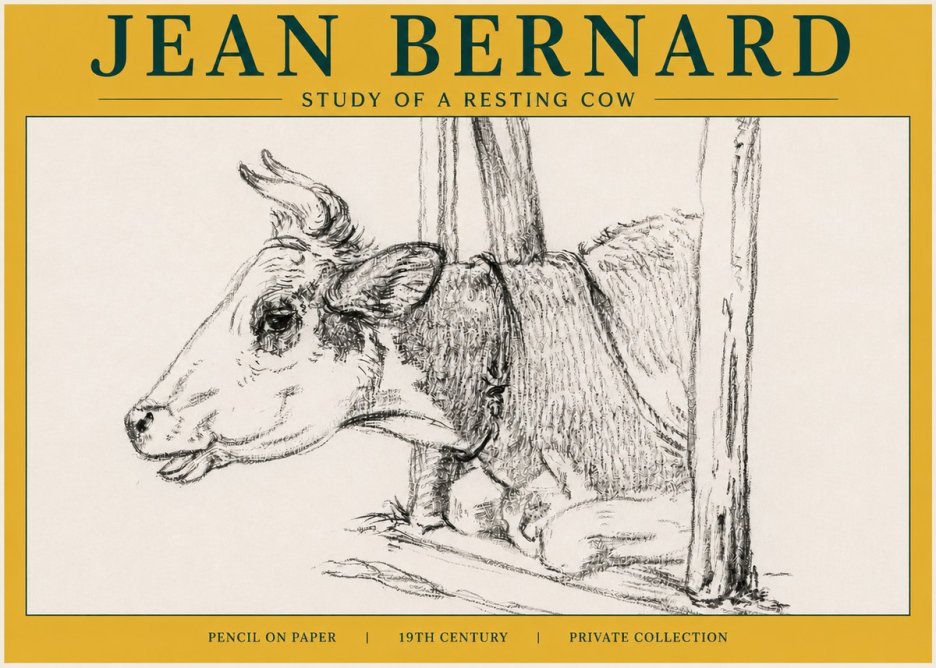 Jean Bernard Study of a Resting Cow II No6 - Póster