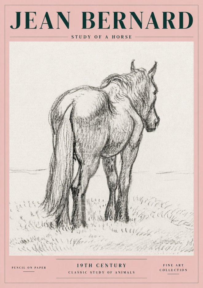 Jean Bernard Study of a Horse II No4 - Póster