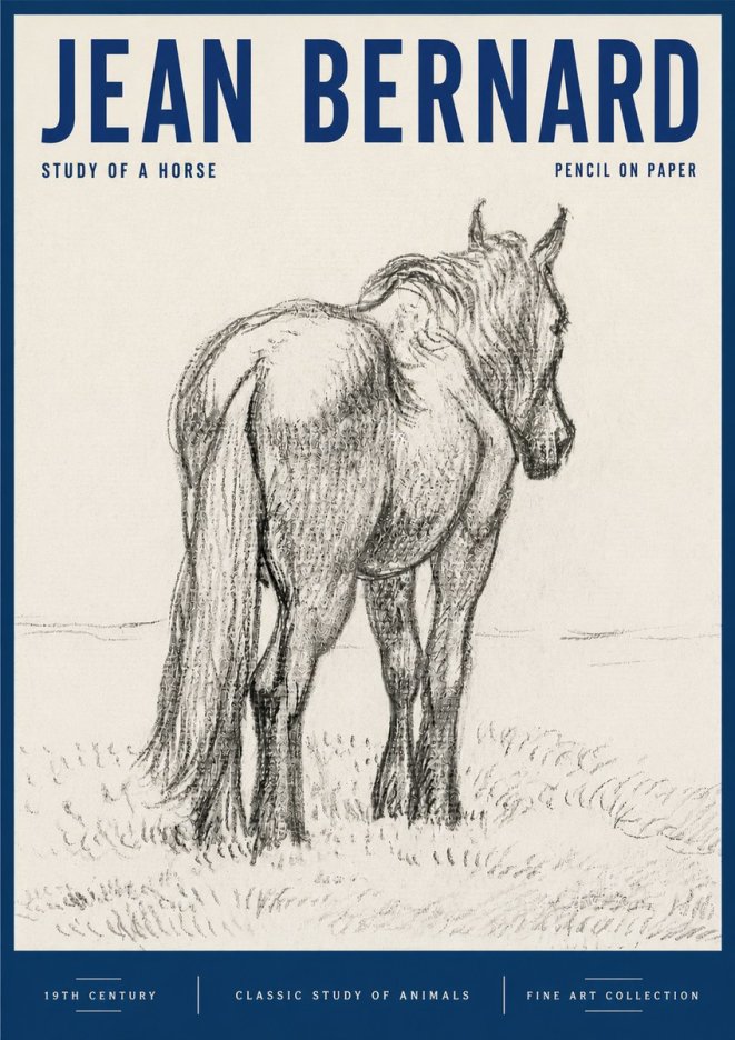 Jean Bernard Study of a Horse II No6 - Póster