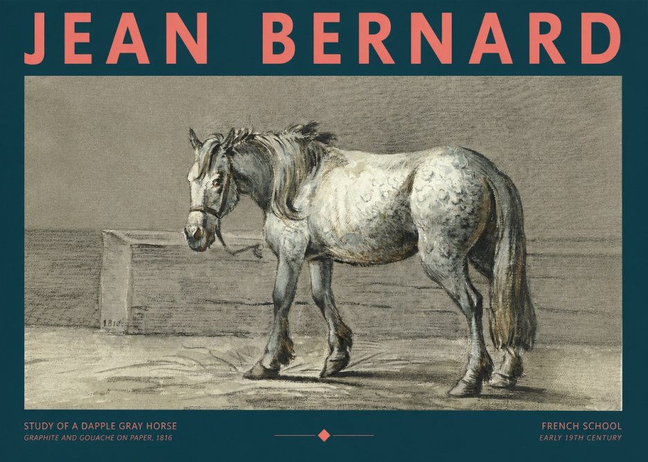 Jean Bernard Study of a Dapple Gray Horse No2 - Póster