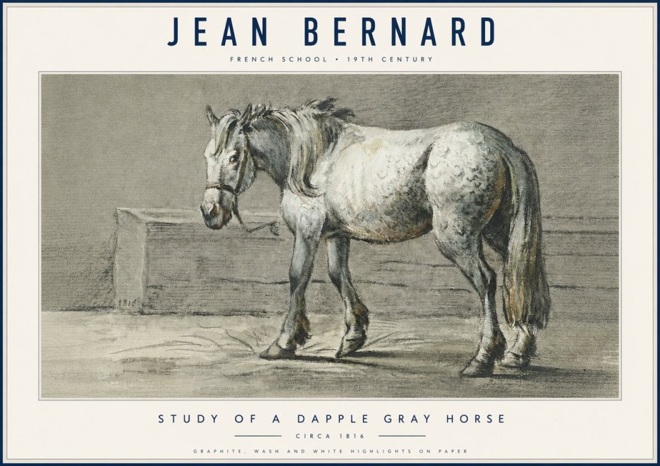 Jean Bernard Study of a Dapple Gray Horse No6 - Póster