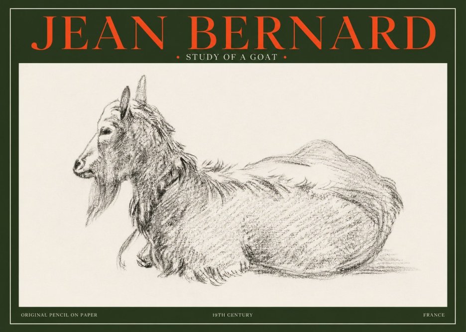 Jean Bernard Study of a Goat I No3 - Póster