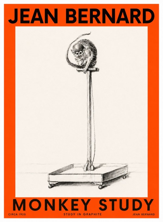 Jean Bernard Monkey Study No2 - Póster