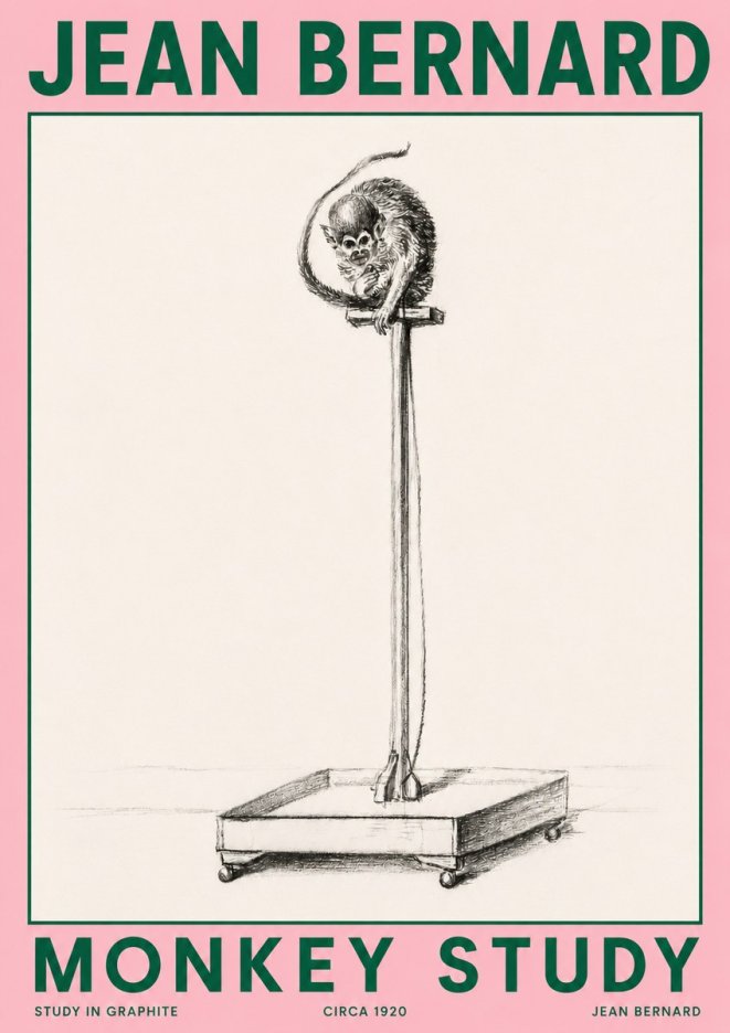 Jean Bernard Monkey Study No4 - Póster