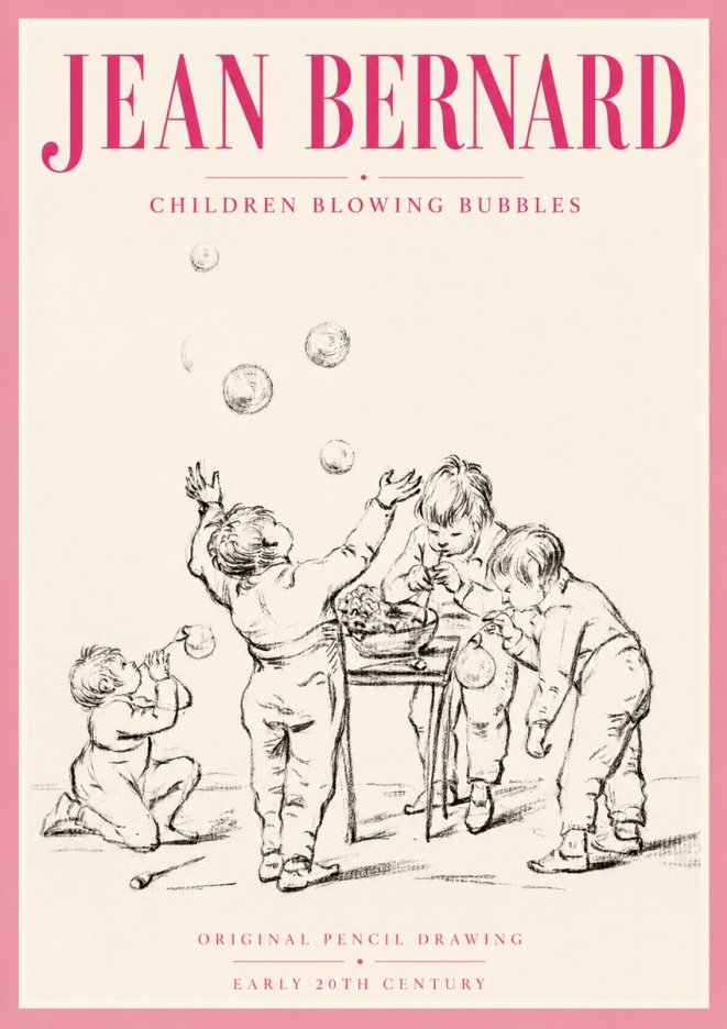 Jean Bernard Children Blowing Bubbles No5 - Póster