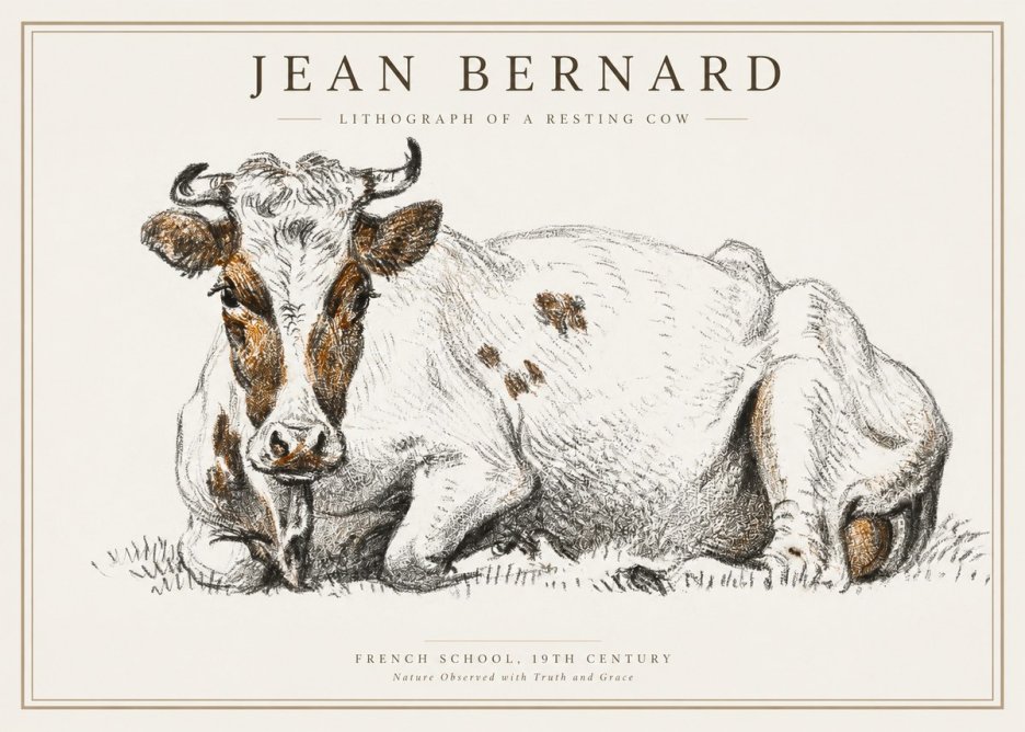 Jean Bernard Study of a Resting Cow III No2 - Póster