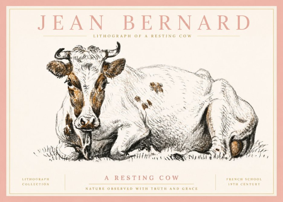 Jean Bernard Study of a Resting Cow III No5 - Póster