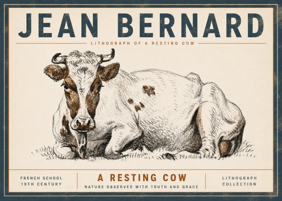Jean Bernard Study of a Resting Cow III No6 - Póster