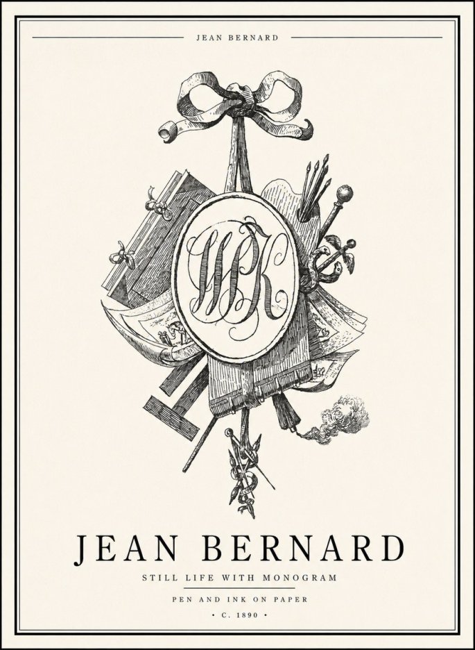 Jean Bernard Still Life with Monogram No1 - Póster