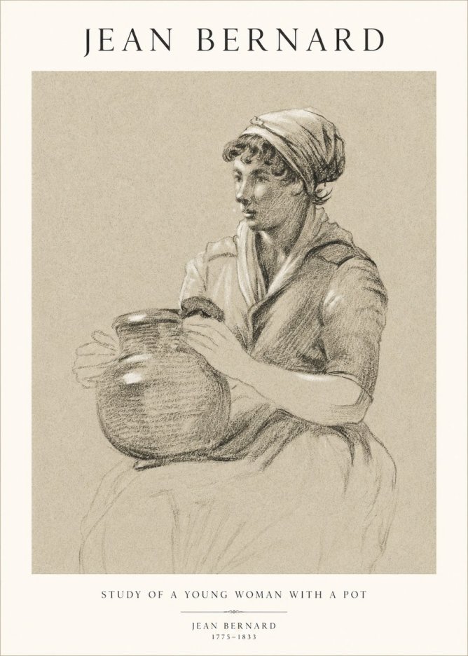 Jean Bernard Study of a Young Woman with a Pot No1 - Póster