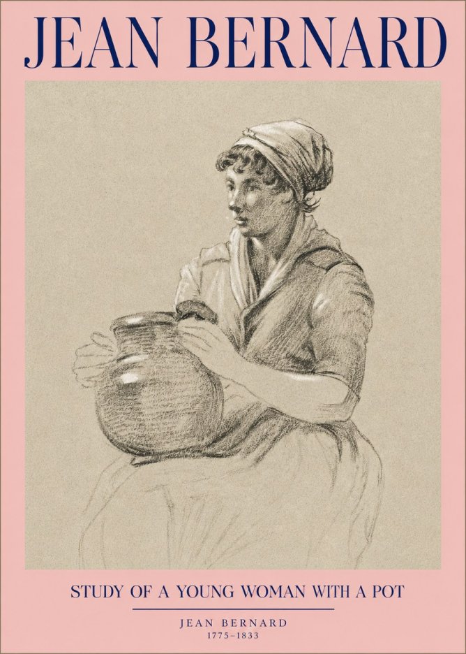 Jean Bernard Study of a Young Woman with a Pot No2 - Póster