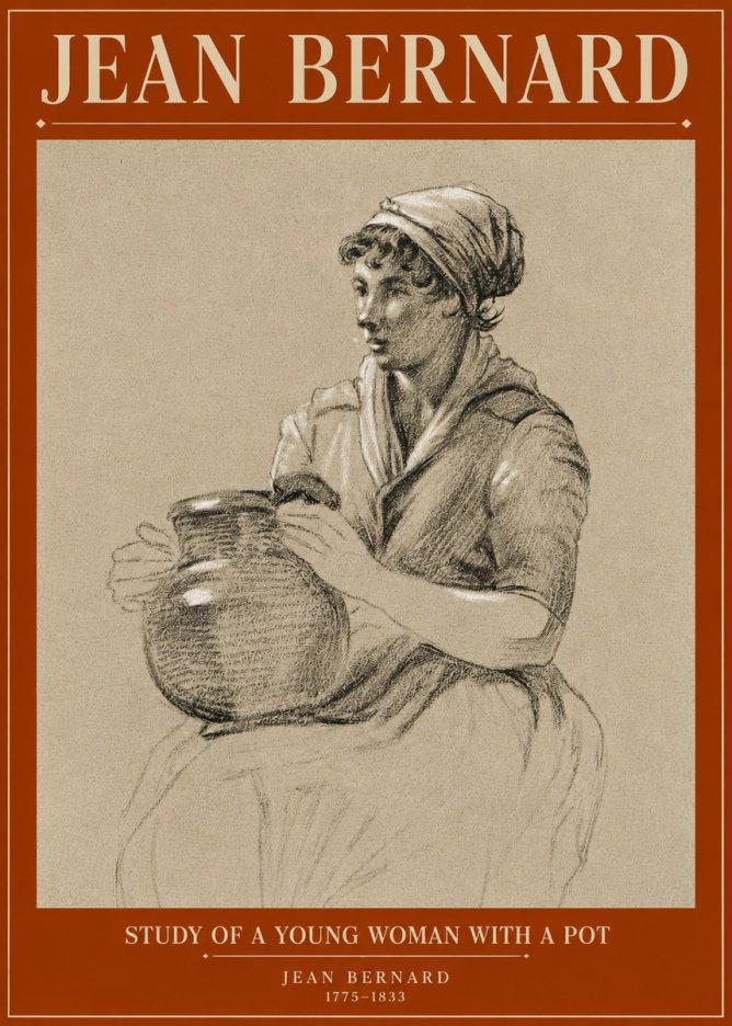 Jean Bernard Study of a Young Woman with a Pot No3 - Póster