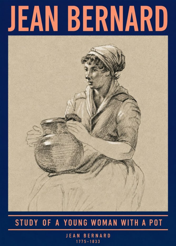 Jean Bernard Study of a Young Woman with a Pot No4 - Póster