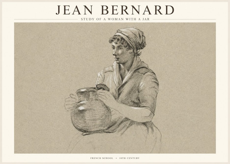 Jean Bernard Study of a Young Woman with a Pot No5 - Póster