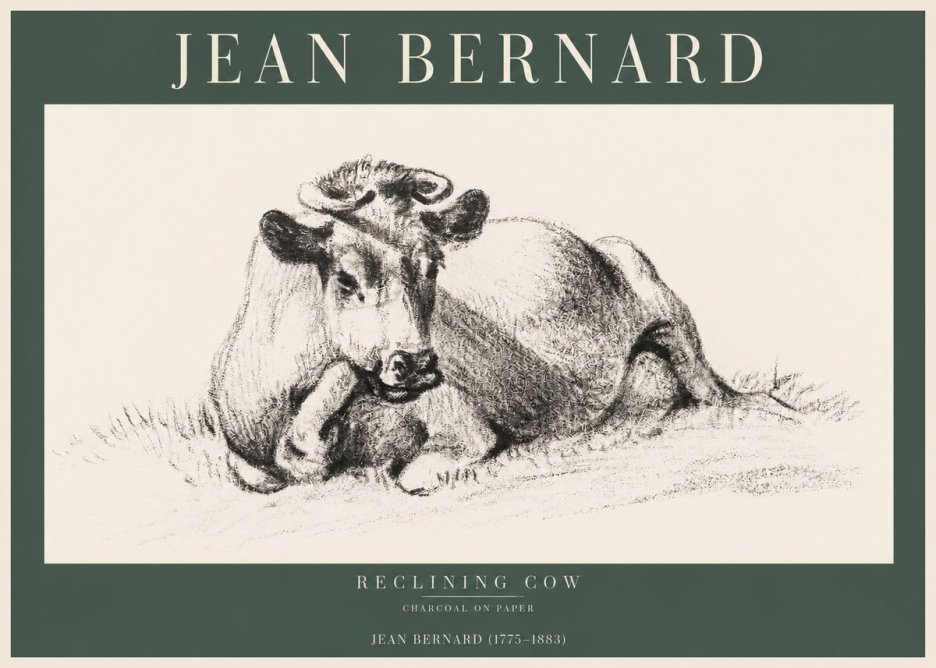 Jean Bernard Reclining Cow I No2 - Póster