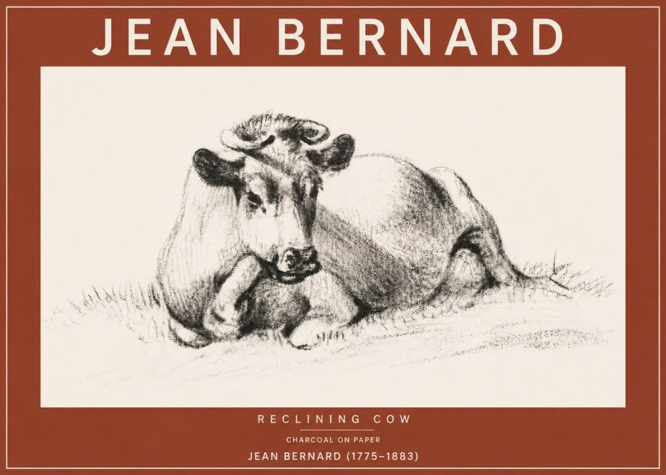 Jean Bernard Reclining Cow I No4 - Póster