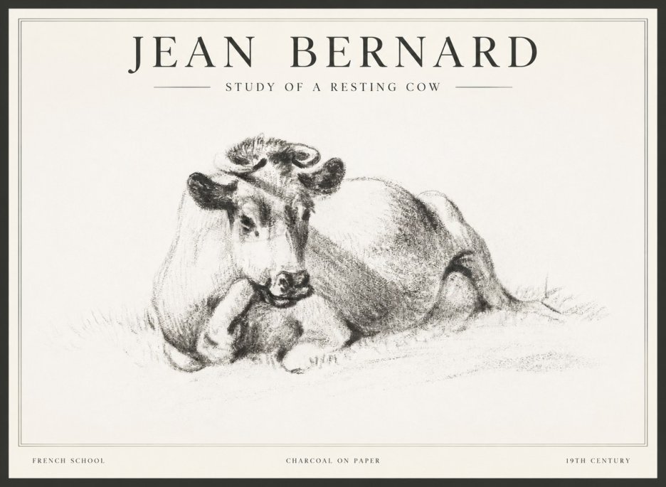 Jean Bernard Reclining Cow I No5 - Póster