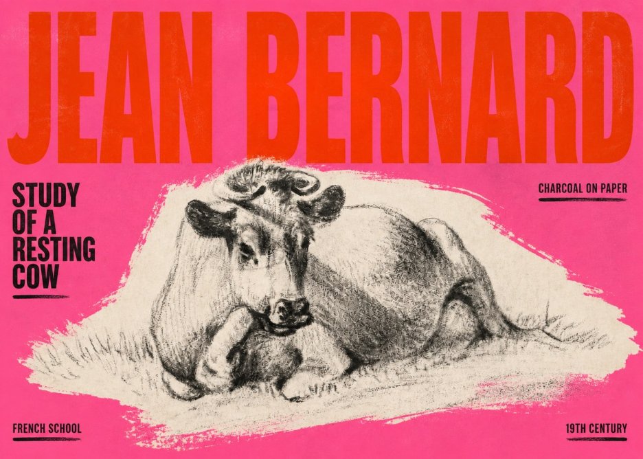 Jean Bernard Reclining Cow I No6 - Póster