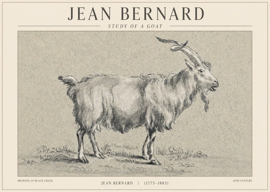Jean Bernard Study of a Goat II No1 - Póster