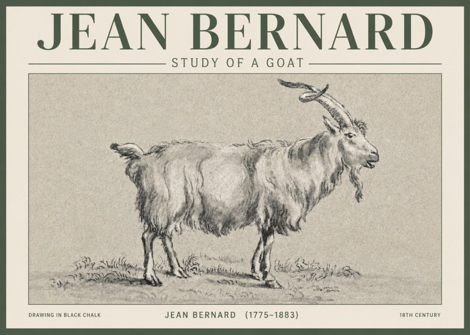 Jean Bernard Study of a Goat II No3 - Póster