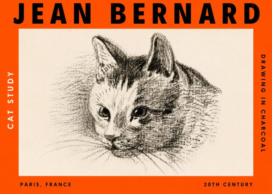 Jean Bernard Cat Study III No3 - Póster