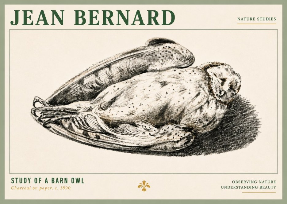 Jean Bernard Sleeping Owl No6 - Póster