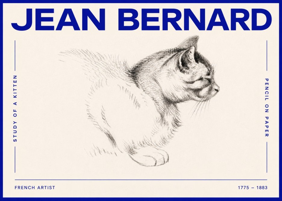 Jean Bernard Study of a Kitten II No4 - Póster