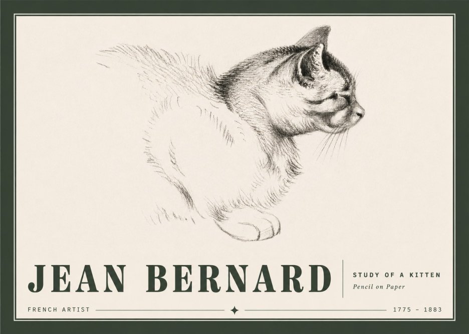 Jean Bernard Study of a Kitten II No5 - Póster