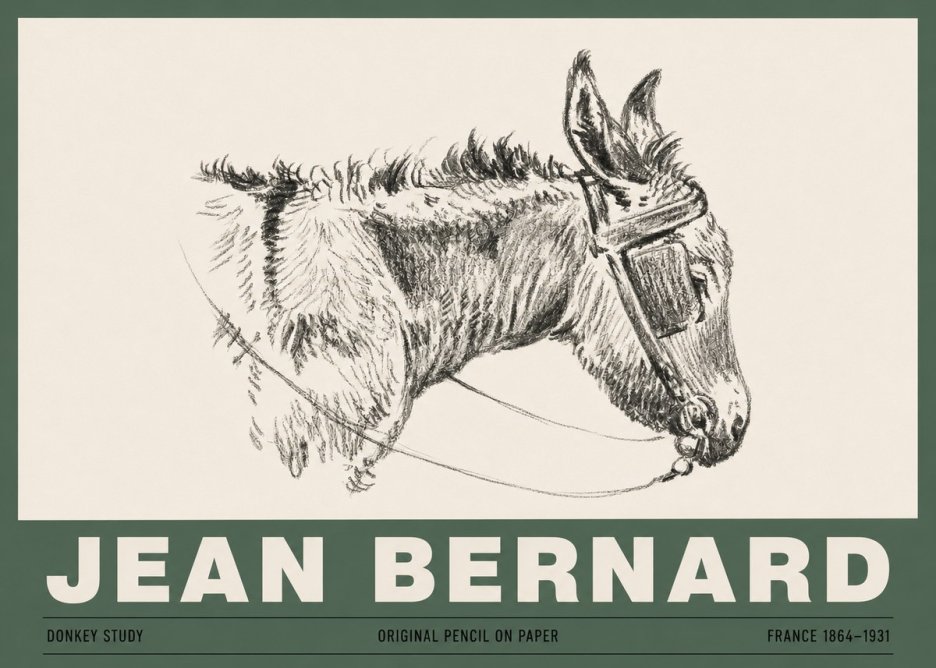 Jean Bernard Donkey Study II No3 - Póster
