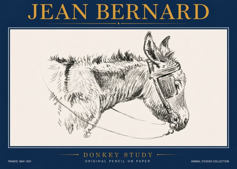 Jean Bernard Donkey Study II No4 - Póster