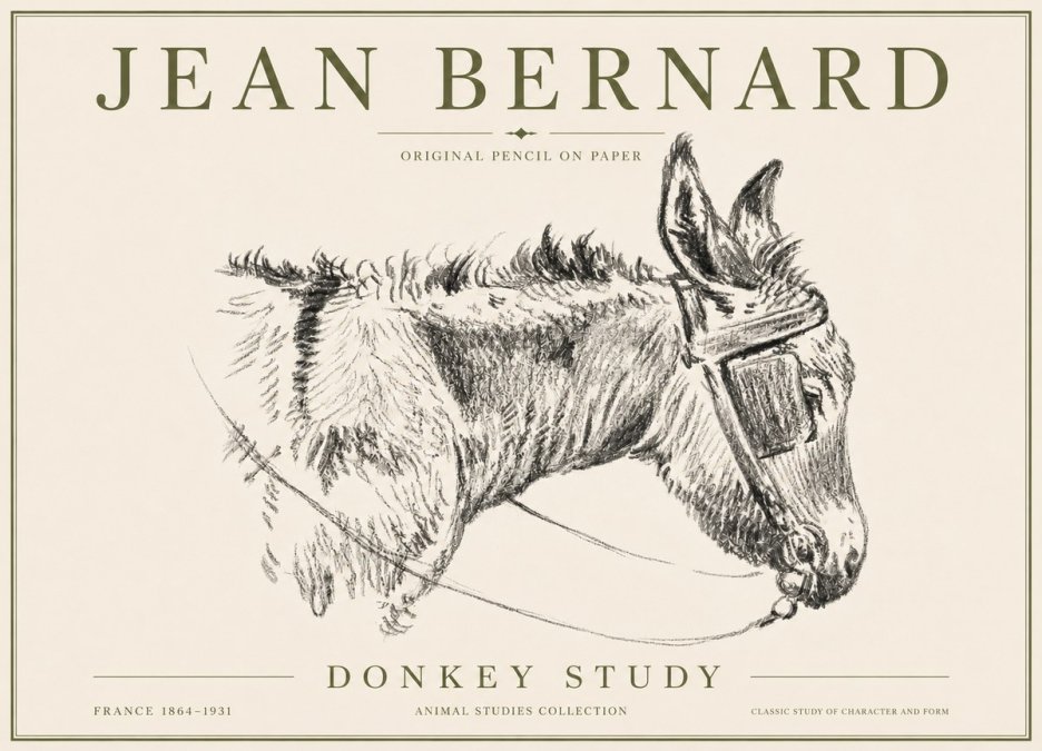 Jean Bernard Donkey Study II No6 - Póster