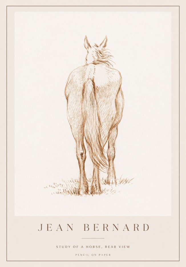 Jean Bernard Study of a Horse, Rear View No1 - Póster