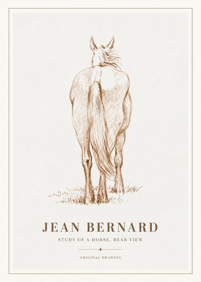 Jean Bernard Study of a Horse, Rear View No2 - Póster