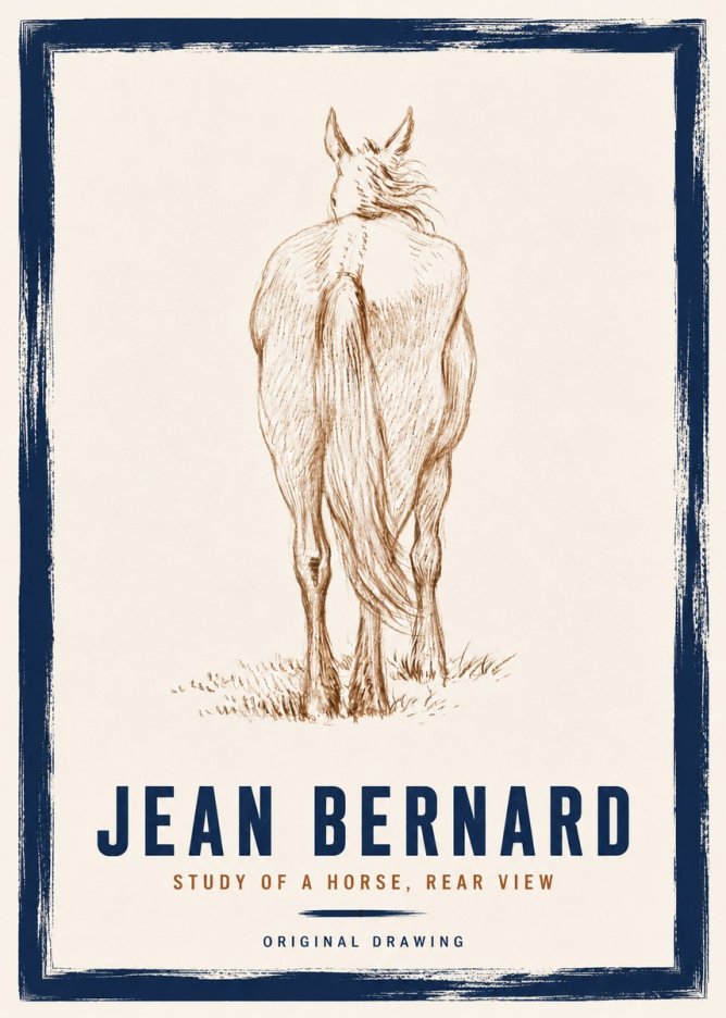 Jean Bernard Study of a Horse, Rear View No6 - Póster