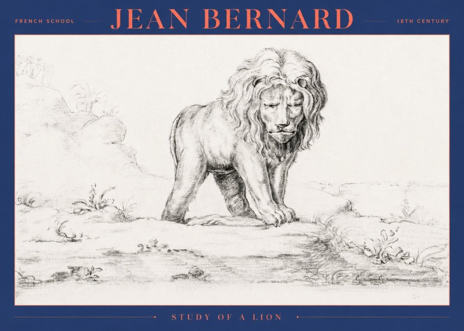 Jean Bernard Study of a Lion I No2 - Póster