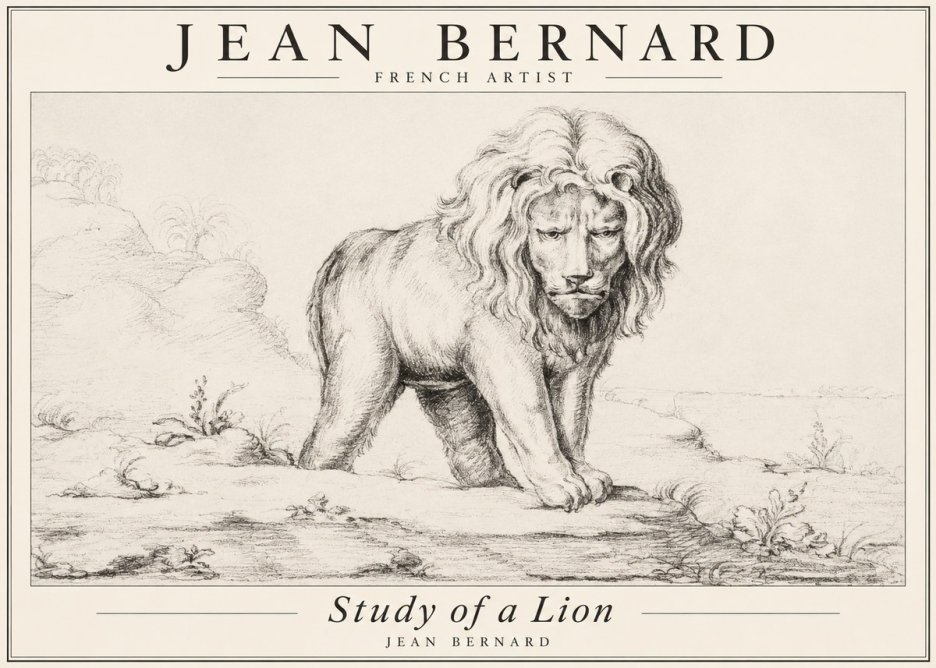 Jean Bernard Study of a Lion I No3 - Póster