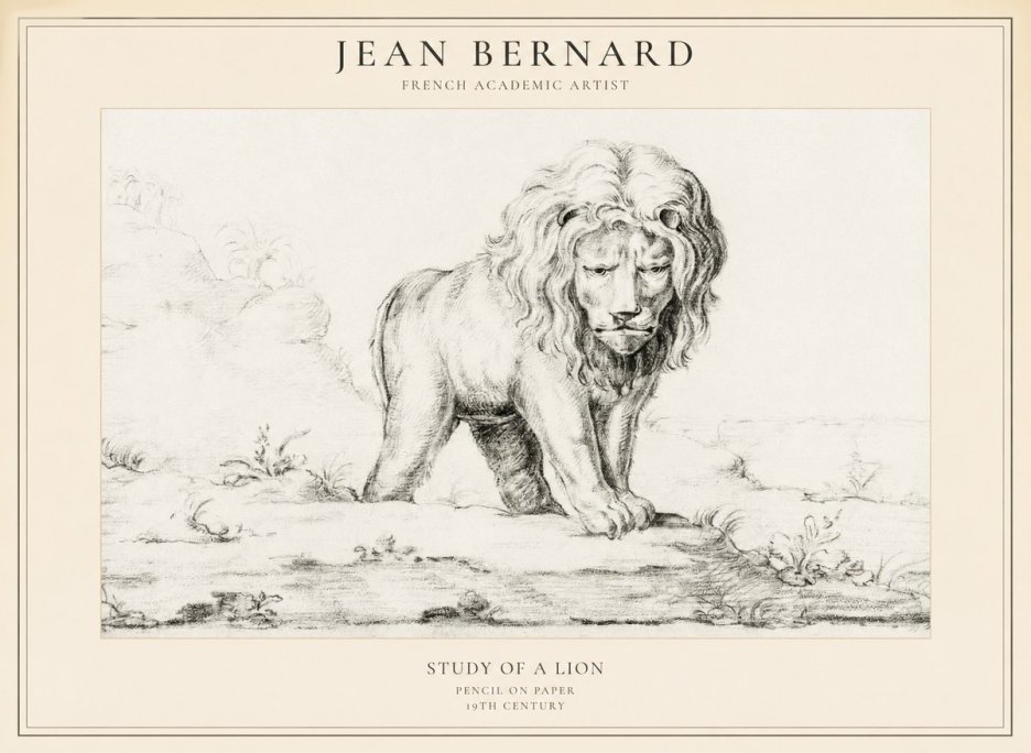 Jean Bernard Study of a Lion I No5 - Póster