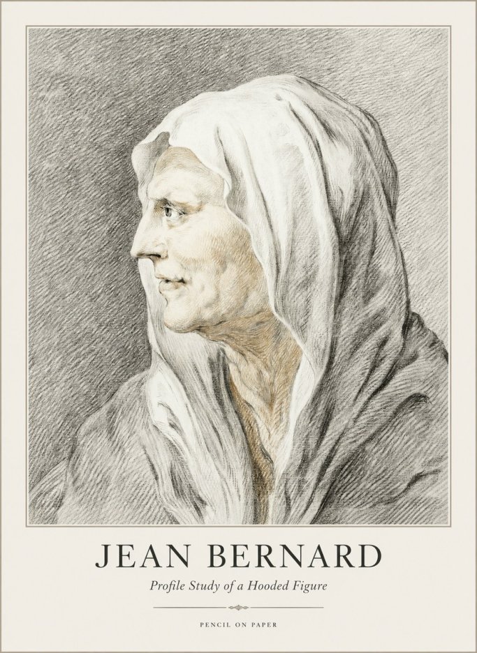 Jean Bernard Profile Study of a Hooded Figure No1 - Póster