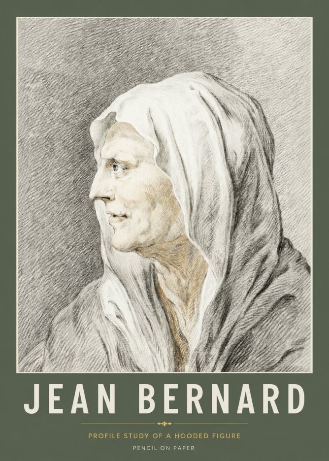 Jean Bernard Profile Study of a Hooded Figure No2 - Póster