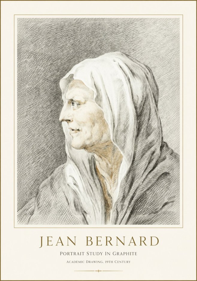 Jean Bernard Profile Study of a Hooded Figure No3 - Póster