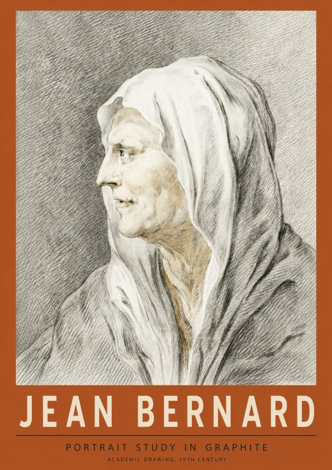 Jean Bernard Profile Study of a Hooded Figure No4 - Póster