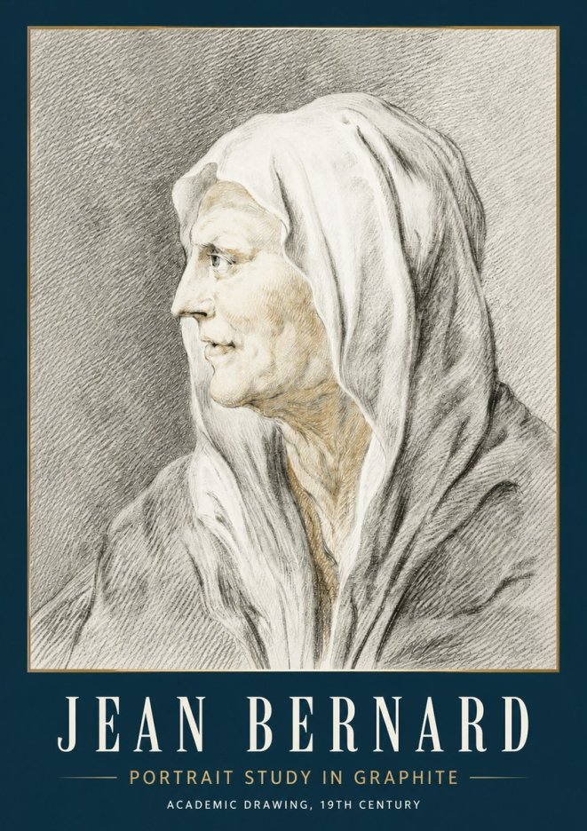 Jean Bernard Profile Study of a Hooded Figure No5 - Póster